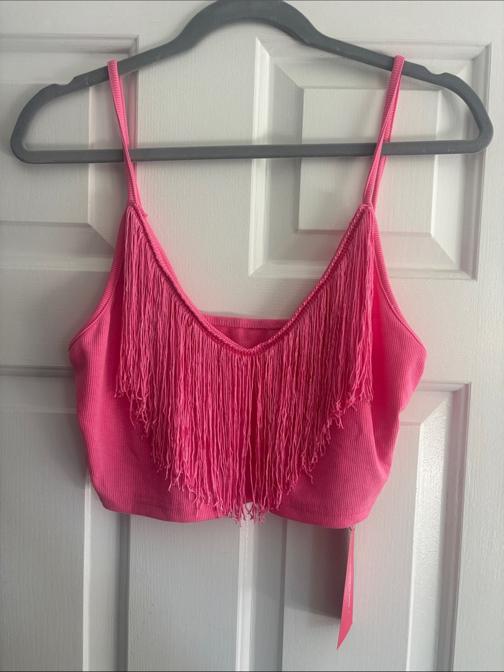 SHEIN Hot Pink Fringe Cropped Cami